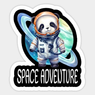 National Space Day space adventure Panda in Astronaut suit cute watercolor animal bear planet galaxy travel Sticker